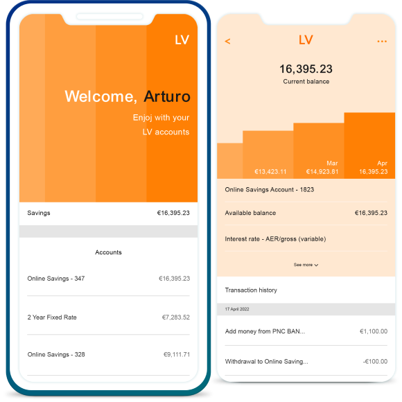 Investments and Bank accounts on the palm of your hand